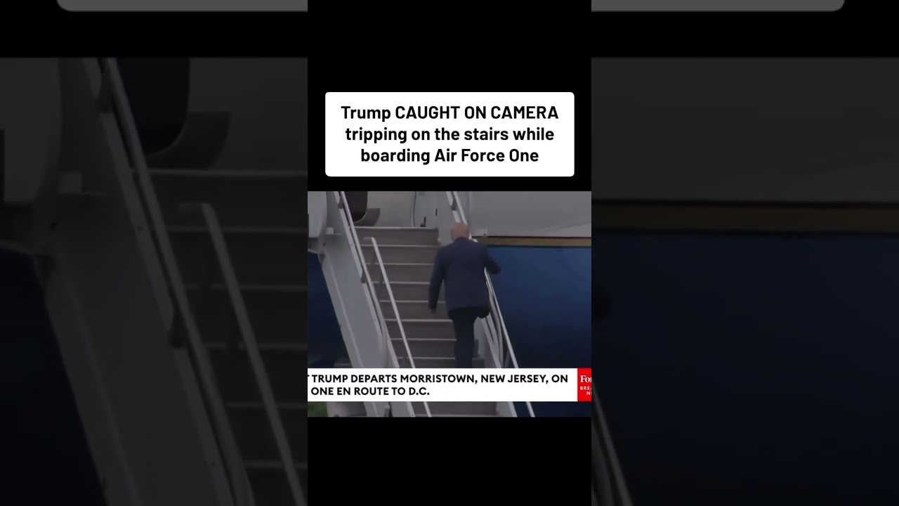 Trump CAUGHT ON CAMERA tripping on the stairs while boarding Air Force One