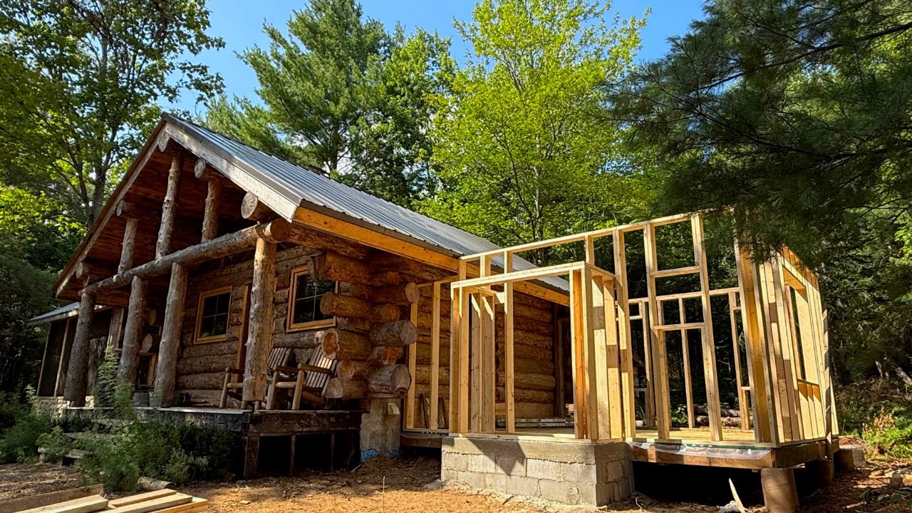 Building Alone in the Woods: Cabin Bedroom Addition, Framing the Floor and Walls