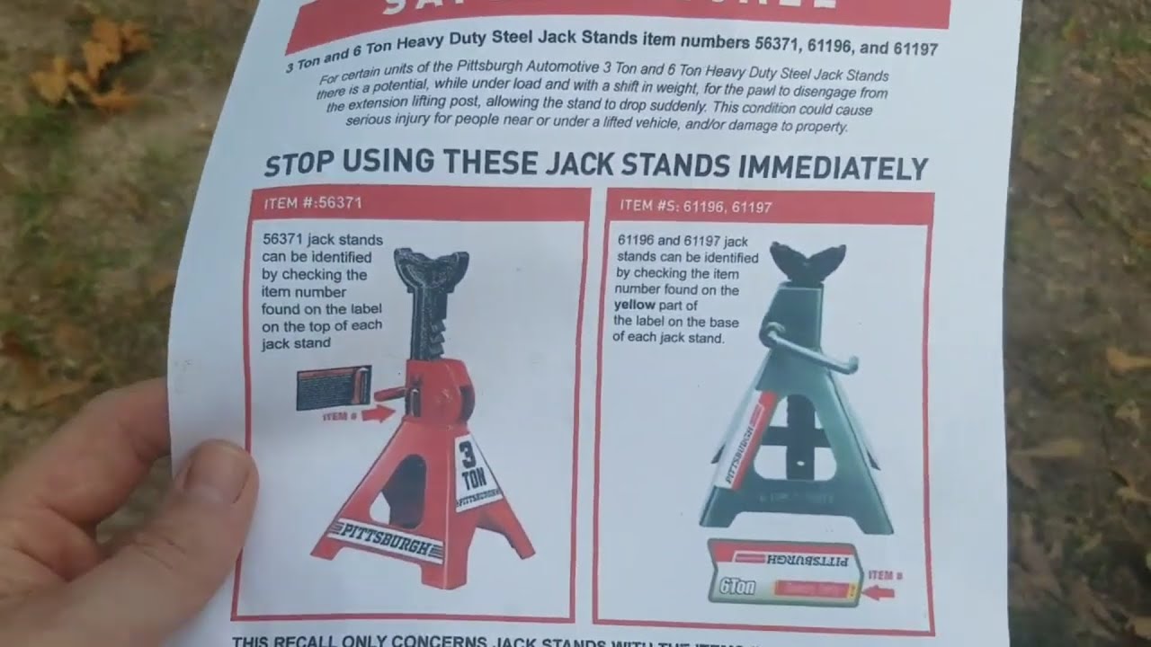 PUBLIC SAFETY ALERT HARBOR FREIGHT JACK STANDS RECALL MAY 2020