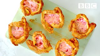 Go all out w/ raspberry cheesecake croissants! 😋 💋 | Nadiya's Time to Eat - BBC