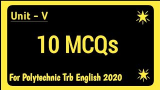Polytechnic Trb English MCQs Unit V