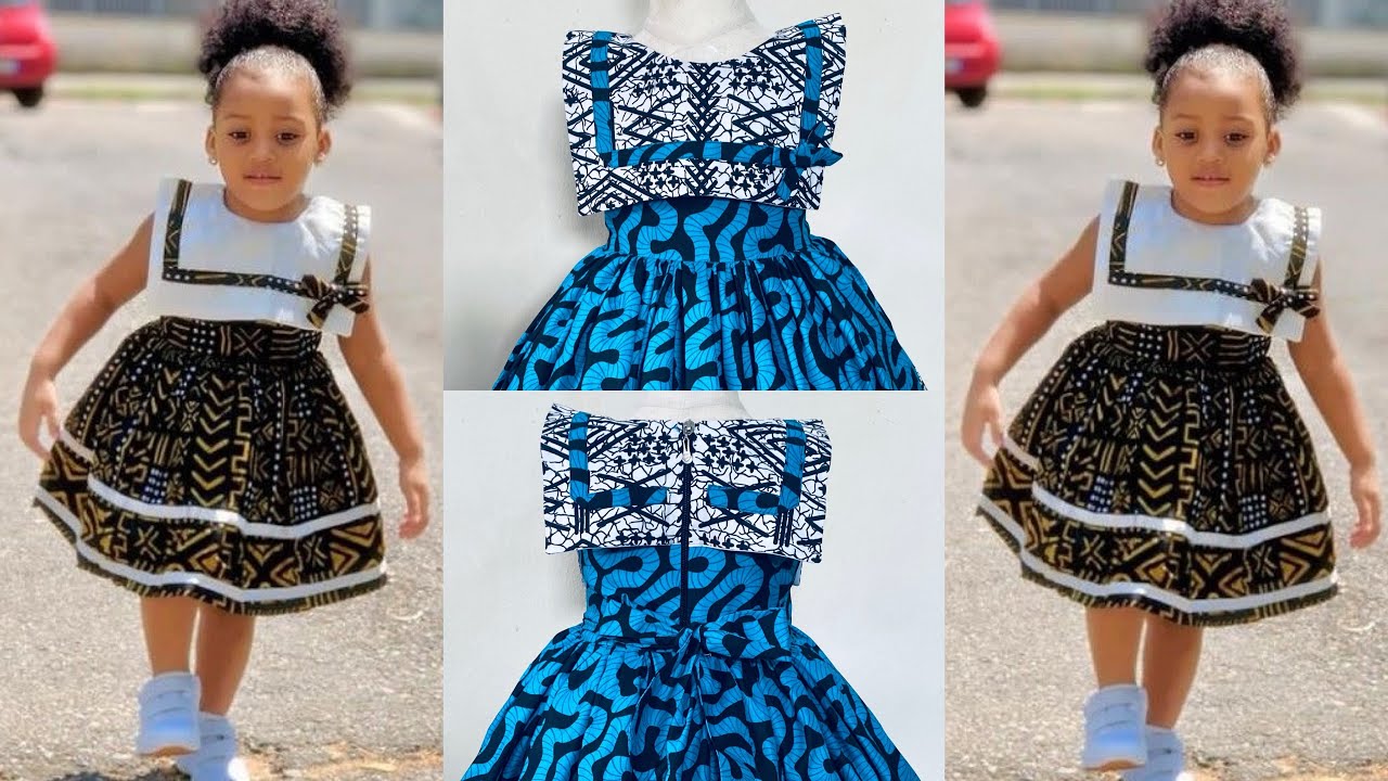 How to cut and sew a 2-3 years old kid’s frock with stylish square collar.#cuttingandstitching #diy