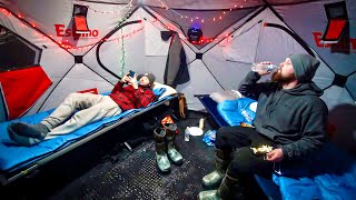 48 Hour Ice Camping in an OFFGRID Tent! (We Caught a Giant)