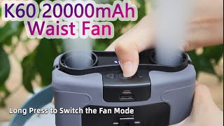 K60 Socool Fan 20000Mah 10000Mah Portable Waist Fan, It Can Also Be Used As A Power Bank