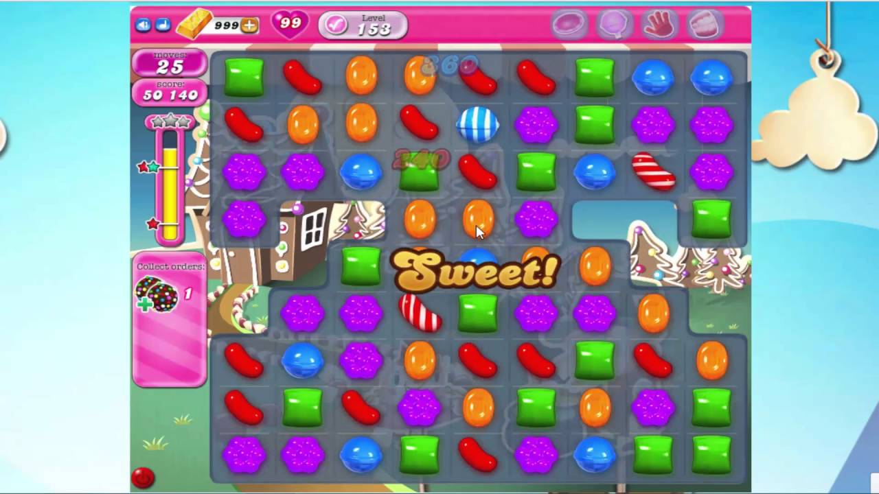 Candy Crush Saga level 153 - YouTube