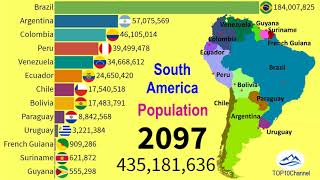 Population of South American countries over 150 years (1950 - 2100) | TOP 10 Channel