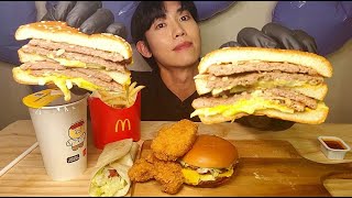 ASMR 맥도날드 햄버거 먹방 빅맥 불고기버거 맥윙 스낵랩 McDonald's hamburger chicken Mukbang