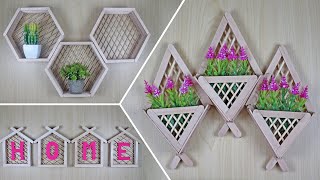 3 creative ideas for making wall hangings from ice cream sticks and bamboo sticks