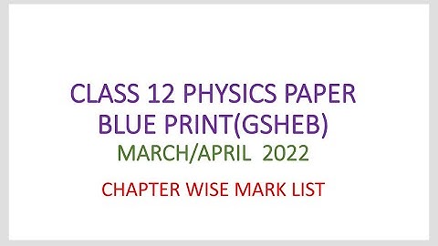 CLASS 12 PHYSICS PAPER BLUE PRINT ACCORDING TO CHAPTER WISE LIST