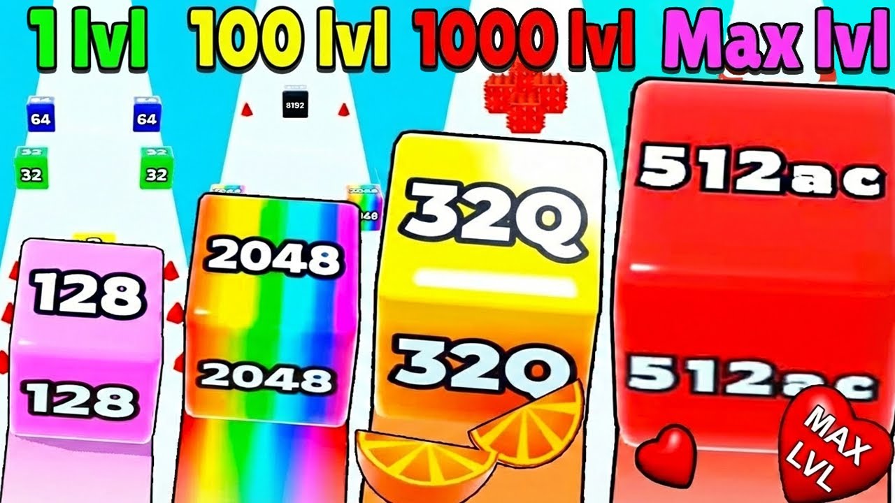 WOW 🤯 Full gameplay in Jelly Run 2048 🔴 COLLECTED ALL THE CUBES! [From 1024 to 32Q - Max LVL]