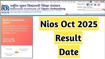 Nios October 2025 Result Date | Task Is Helping NIOS  #nios #exam #april #stream1 