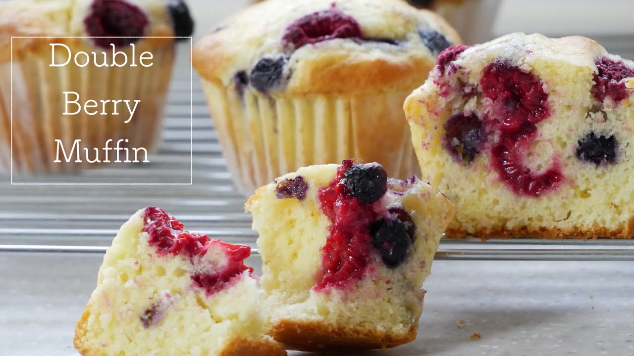 ブルーベリーとラズベリーのマフィン 混ぜるだけの簡単ケーキ Blueberries And Raspberries Muffins English Subtitles Youtube