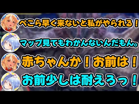 【両視点あり】"迷子になるぺこら"と"必死に敵と戦うフレア"のはちゃめちゃな煽り合いが面白すぎるw【兎田ぺこら/不知火フレア】【ホロライブ/切り抜き】