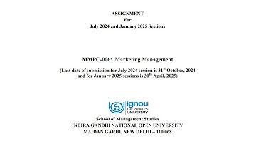 MMPC 006 Solved Assignment Marketing Management IGNOU