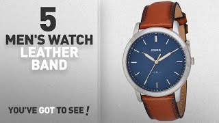 Top 10 Men's Watch Leather Band [2018]: Fossil Men's FS5304 The Minimalist Three-Hand Light Brown