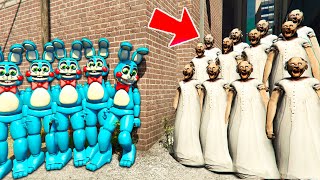 ALL TOY BONNIE ANIMATRONICS VS THE ALL GRANNY ARMY! GTA 5 FNAF MODS