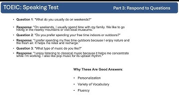 TOEIC Speaking Test Preparation Part 3: Respond to Questions