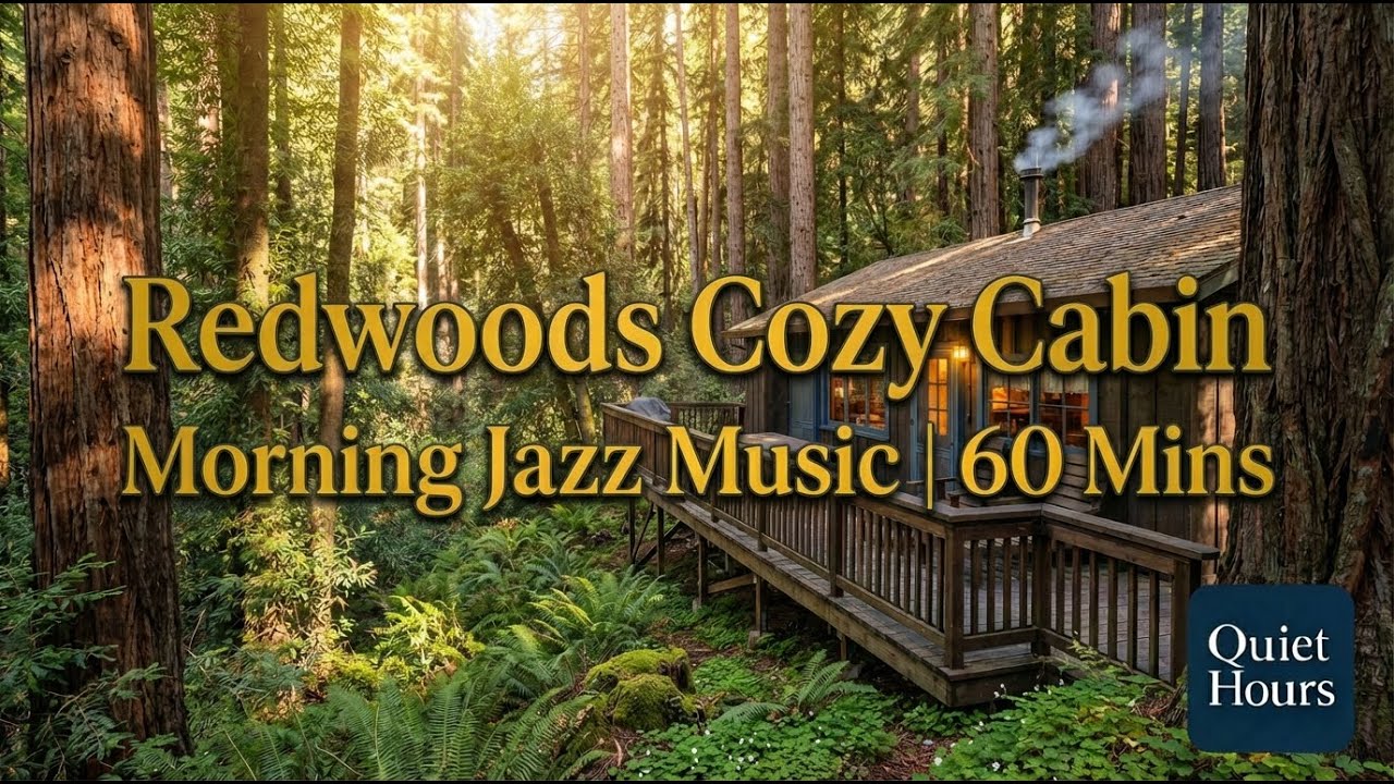 Cozy Cabin in the Redwoods - Morning Jazz Music  | 60 mins | Study/Wake Up