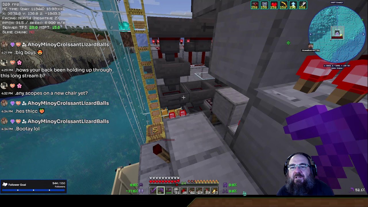 Minecraft Live, 11900 Days, Guardian Farm Storage and Auto Crafters, Episode 341