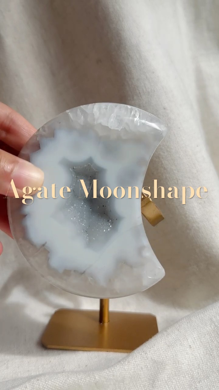 【アゲート】 ドゥルージー　ムーン シェイプ スタンド付き SOLD OUT】アゲート ドゥルージー ムーン シェイプ スタンド付き MOON