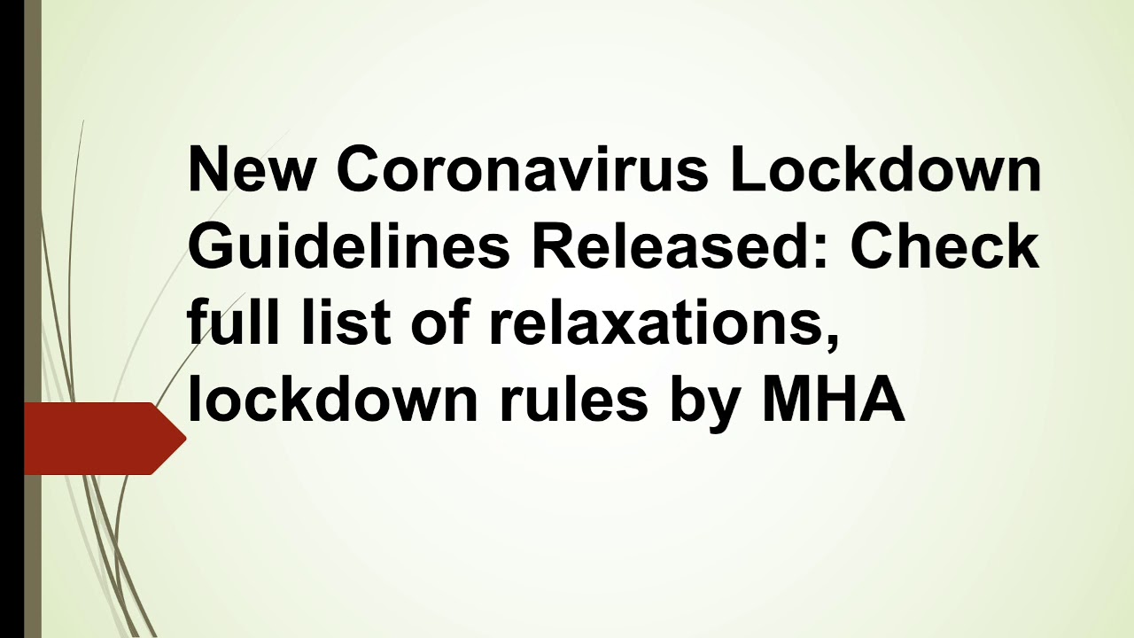 New n-CoviD19 Lockdown Guidelines