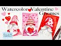 EASY Watercolor Valentines Gnome Cards Tutorial