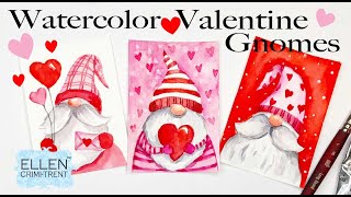 EASY Watercolor Valentines Gnome Cards Tutorial