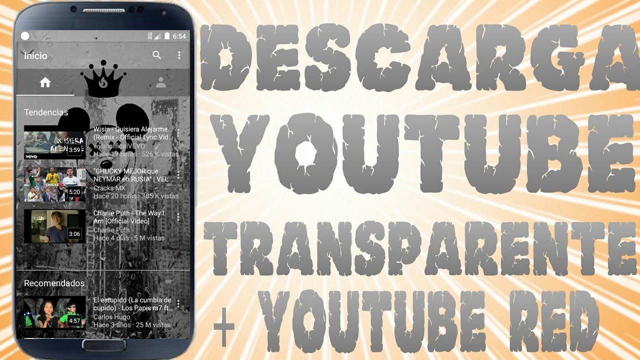 COMO TENER YOUTUBE TRANSPARENTE PARA ANDROID 2018!! YouTube