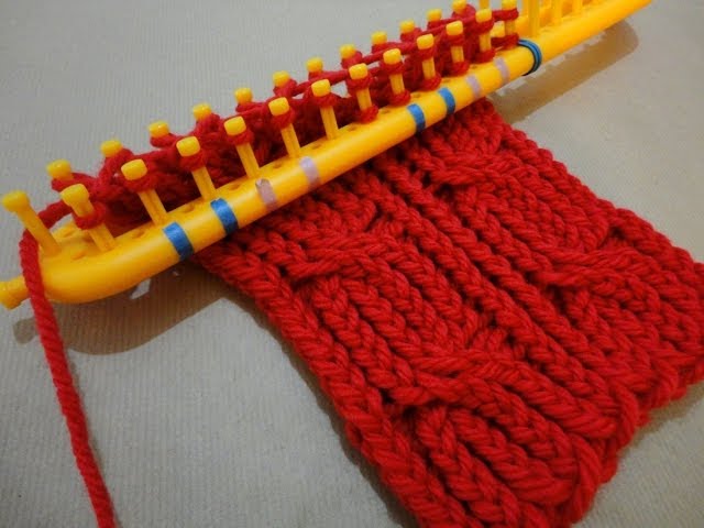How to Loom Knit a Scarf - Crossed Stockinette Stitch (DIY Tutorial) 
