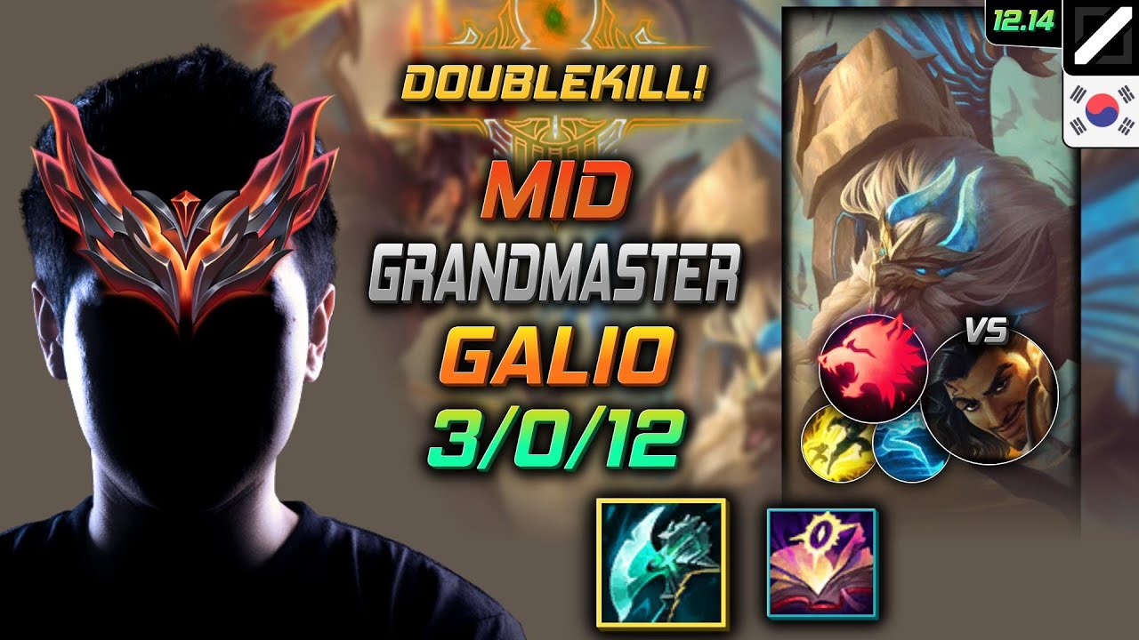GrandMaster Mid Галио Ночной жнец Хищник - Galio Mid vs Akshan - LOL KR 12.14
