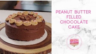 Chocolate cake with peanut butter frosting