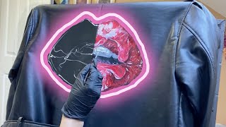 Hand Painted Leather Jacket | Custom Artwork for Beginners | Red Lips Tutorial