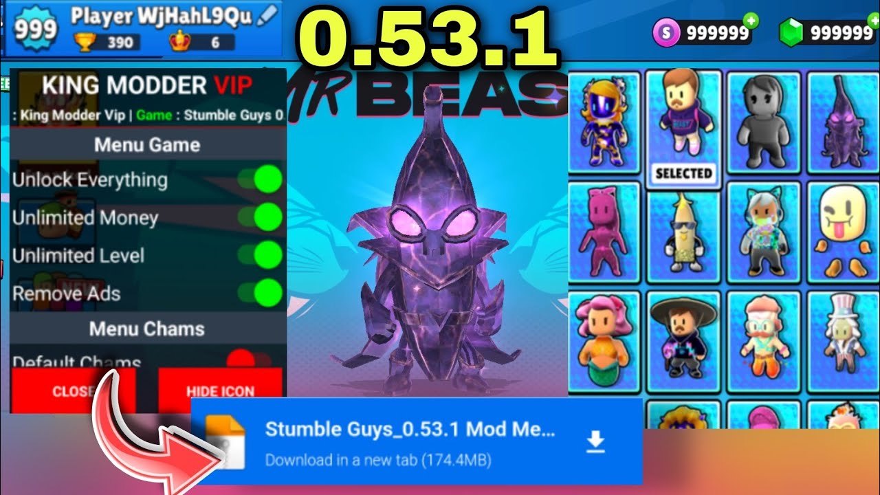 Stumble Guys mod menu v.037 APK unlimited money ☑️ 100% working ☑️ 