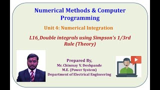 L16 Double integrals using Simpson's 1/3rd Rule Theory