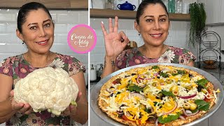 Baja Colesterol Y Azcar Pizza Sin Harina  Proteina Y Fibra coliflor En Sarten Y Horno Diabetes