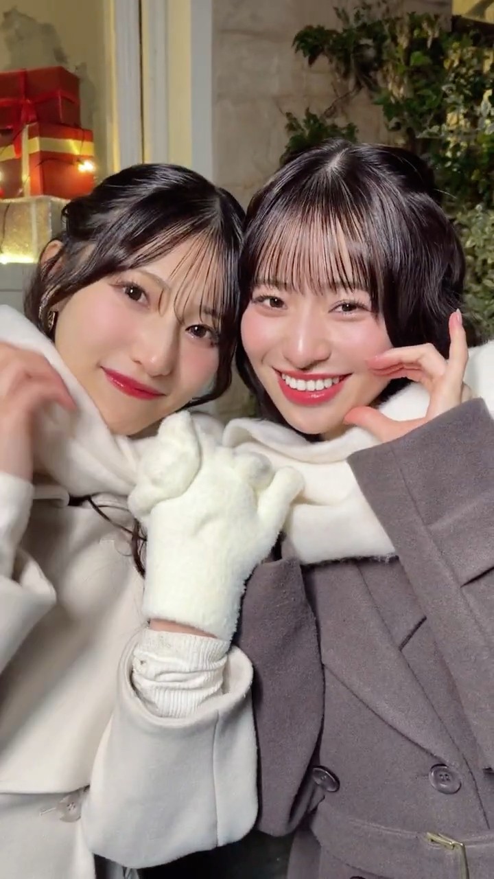ちょこもなかではんぶんこ🎁🧣 #はんぶんこクリスマス #冨田菜々風