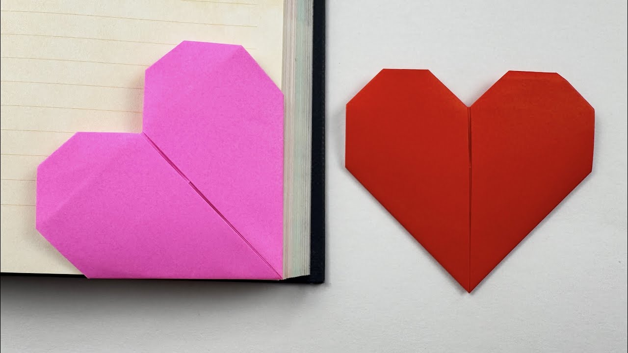 【折り紙】簡単なハートの栞💖How to make Heart Shape Bookmark#하트#책갈피#书签#栞#ハート#爱#しおり#折り方#おりがみ#origami#紙#종이#easy#diy