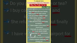Conjunctions - English Grammar Tips | Coordinating Conjunction Worksheet | Speak English Fluently