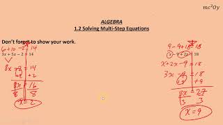 A1.2, Solving Multi-Step Equations
