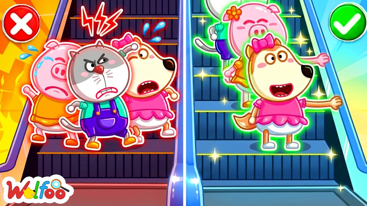 Stay Safe in Escalator ! Safety Tips and Good Habits for Kids | Wolfoo Cartoon for Kids
