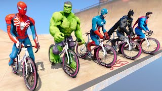SUPEREROI With Super Bicycles Challenge At Mountain Spiderman,Captain america,Hulk,Batman - GTA 5 screenshot 2