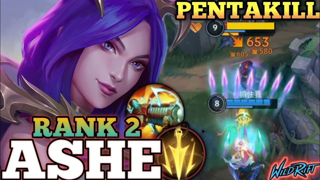 ASHE CRAZY PENTAKILL MVP PLAY! BRUTAL 100% CRIT. BUILD DMG - TOP 2 GLOBAL ASHE BY 抓住我 - WILD RIFT