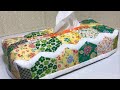 キルト綿と端切れ布を使ったティッシュケースカバーの作り方　How to make a  tissue case cover using quilted cotton and scrap cloth
