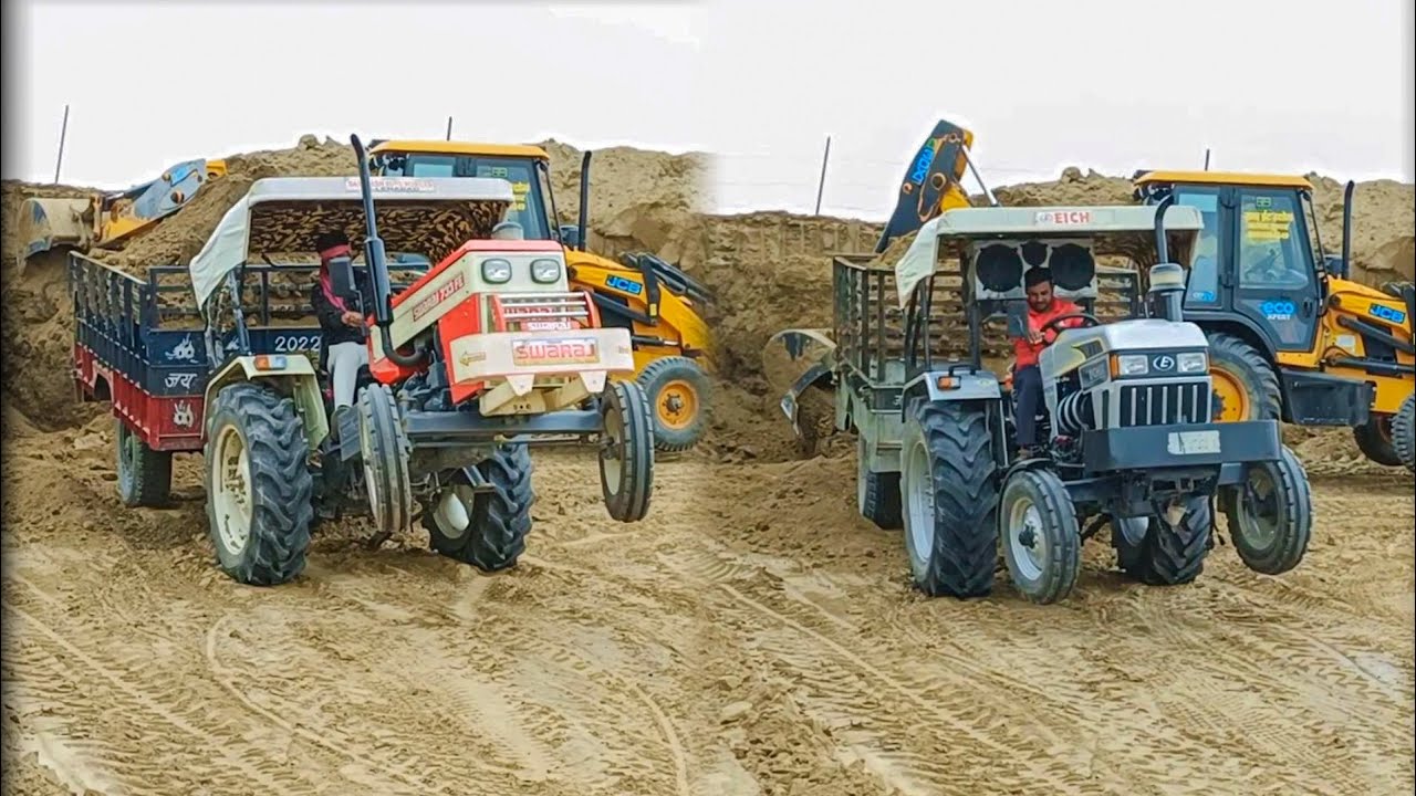 छोटे और बड़े शेर की लड़ाई कोनसा है मसीहा Swaraj 733 FE VS EICHER 485 full loding trolley #swaraj