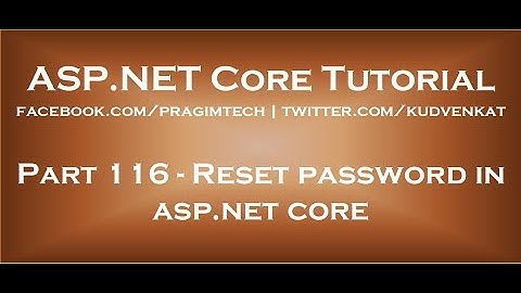 Wachtwoord opnieuw instellen in asp net core