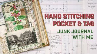 Hand Stitching a Postcard Pocket &amp; Tag | Junk Journal with me