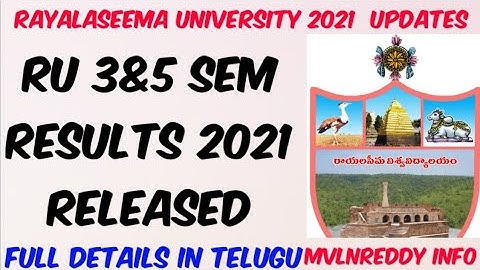 Rayalaseema University Results 2021 Released//3&5 Results Released//Mvlnreddy