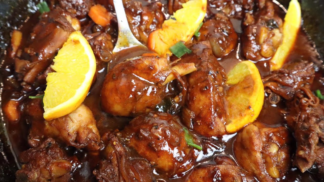 JAMAICAN Brown STEWED CHICKEN | DELICIOUS ORANGE CHICKEN Recipe - YouTube