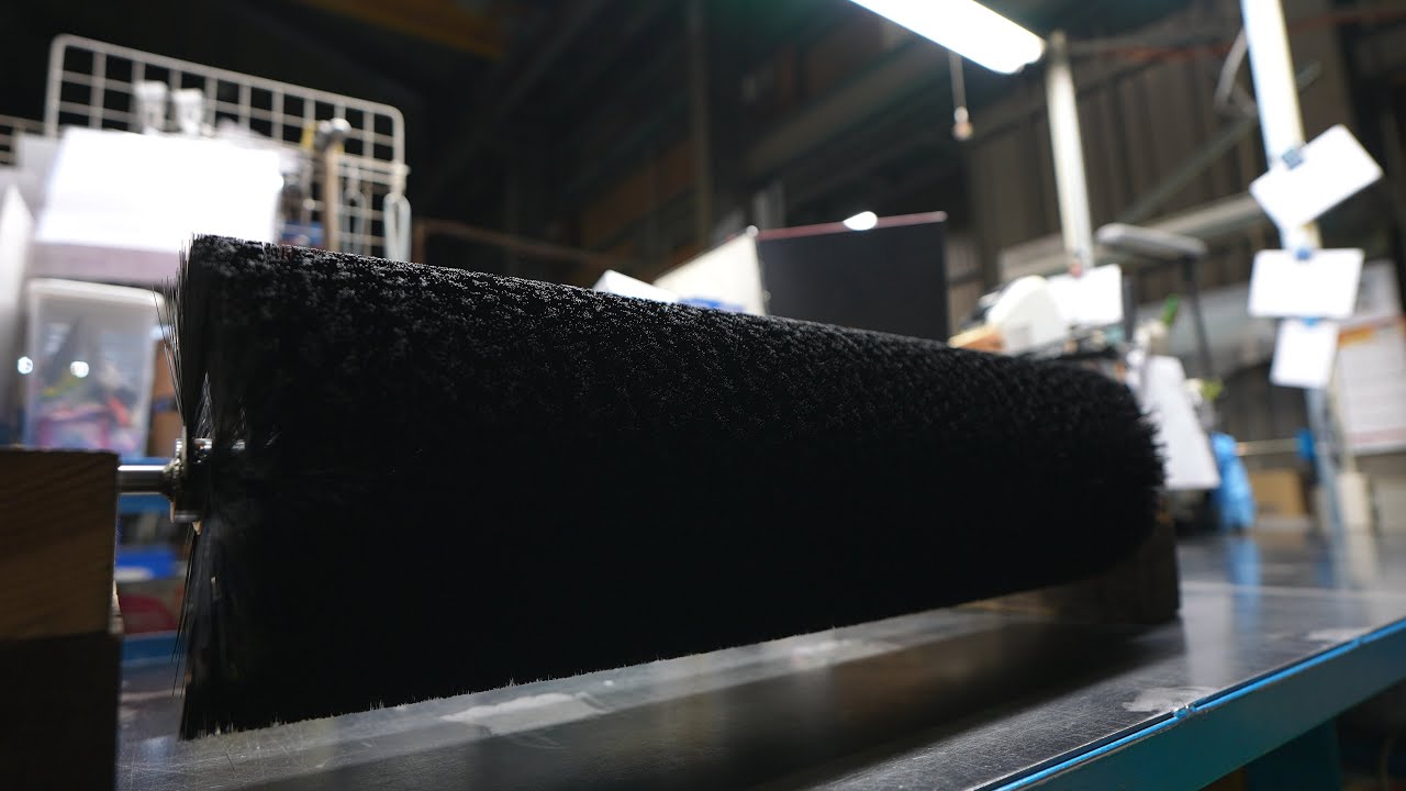 【ブラックブラシ】工業用ロールブラシの製造工程。日本のオーダーメイドブラシの作り方。ASMR 職人技