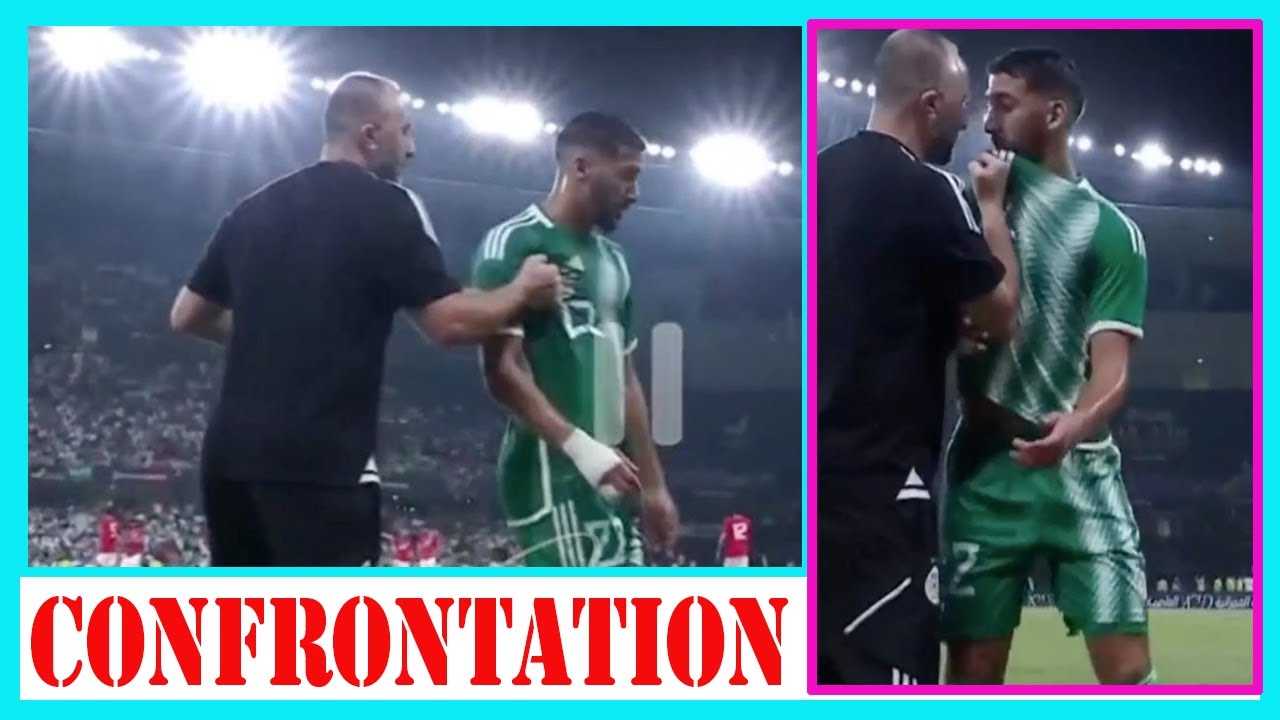 Algeria coach grabs Said Benrahma`s shirt and squares up to West Ham ace in heat